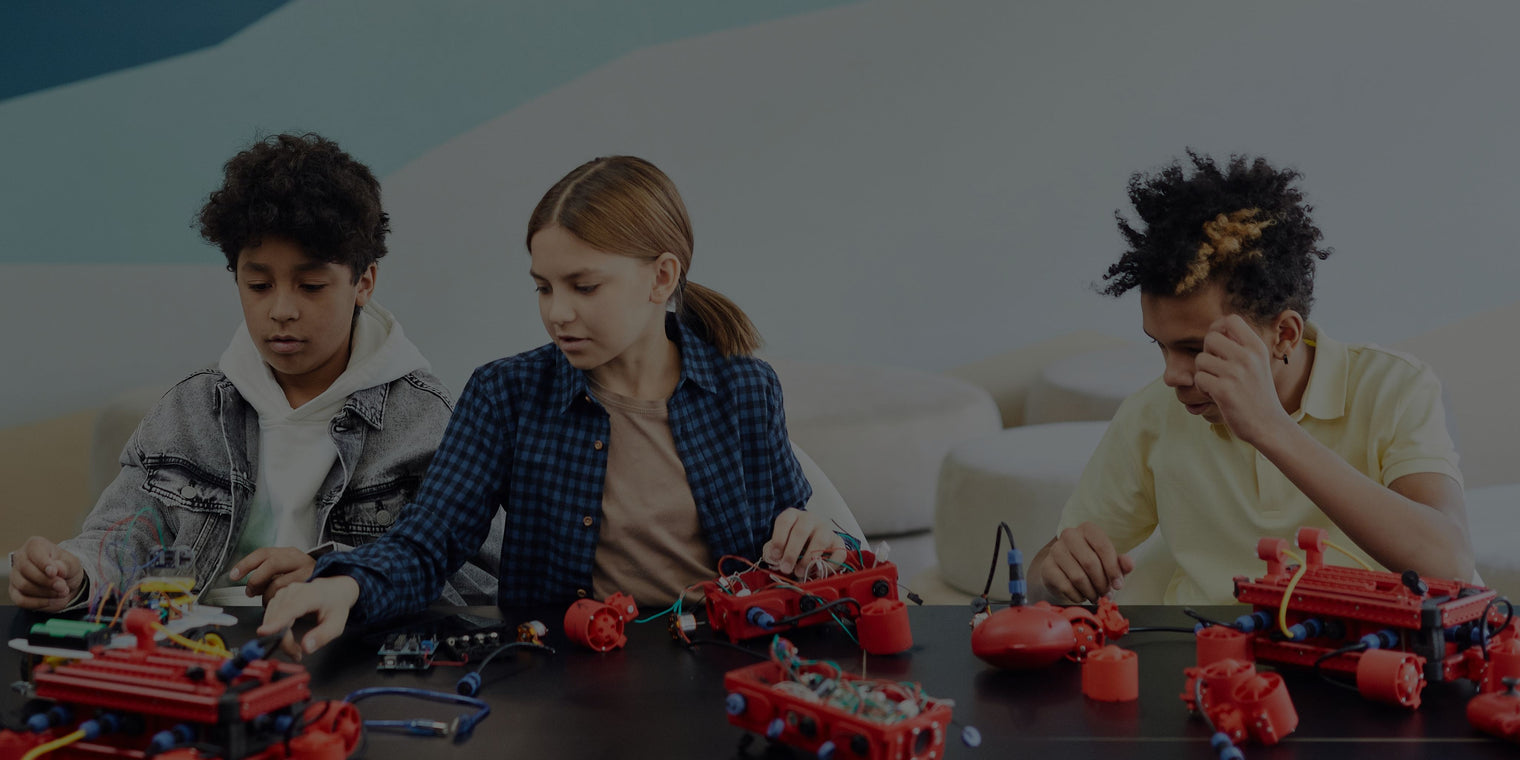 children playing with Robots for kids 